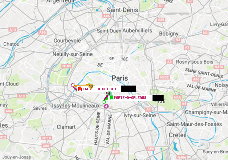 plan itinéraire ratp de Porte d