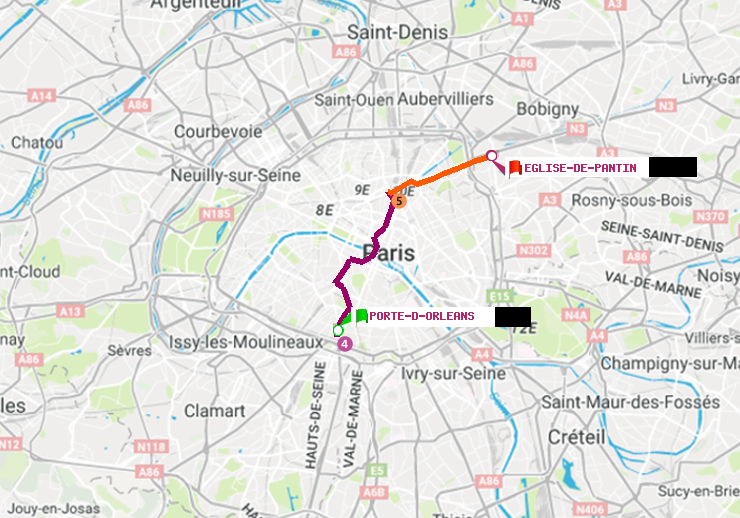 plan itinéraire ratp de Porte d