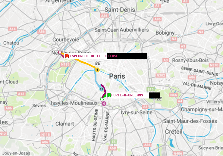 plan itinéraire ratp de Porte d