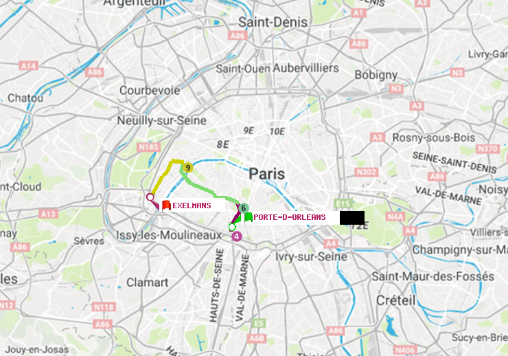 plan itinéraire ratp de Porte d