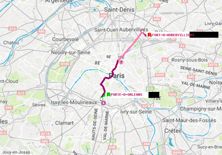 plan itinéraire ratp de Porte d