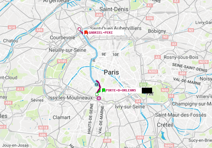 plan itinéraire ratp de Porte d