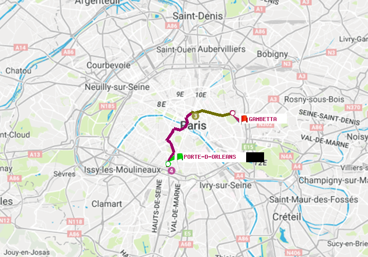 plan itinéraire ratp de Porte d
