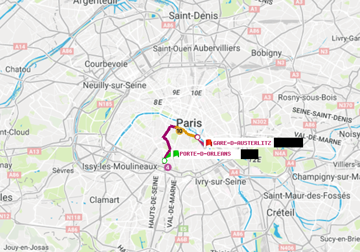plan itinéraire ratp de Porte d