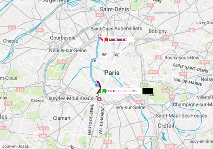 plan itinéraire ratp de Porte d