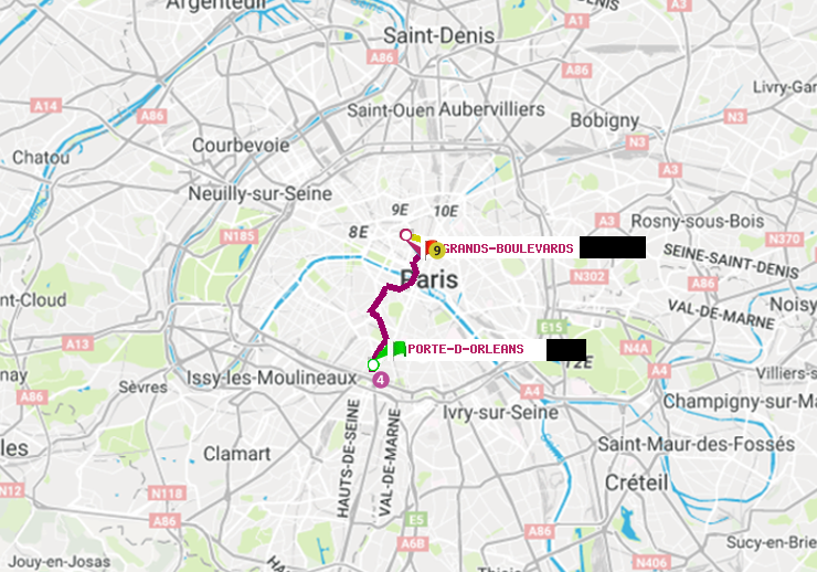 plan itinéraire ratp de Porte d