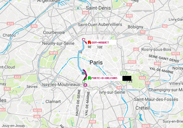 plan itinéraire ratp de Porte d