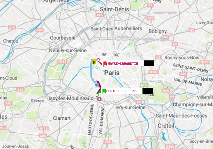 plan itinéraire ratp de Porte d