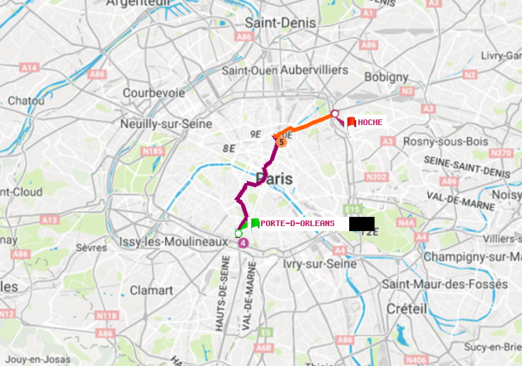 plan itinéraire ratp de Porte d