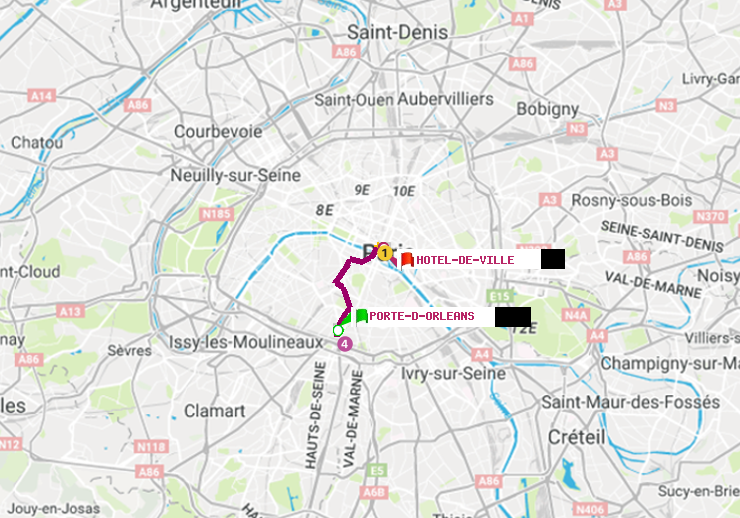 plan itinéraire ratp de Porte d