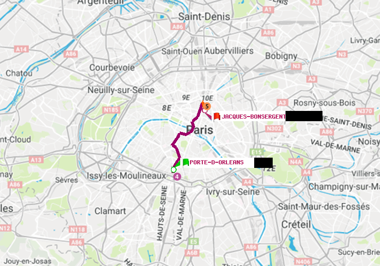 plan itinéraire ratp de Porte d