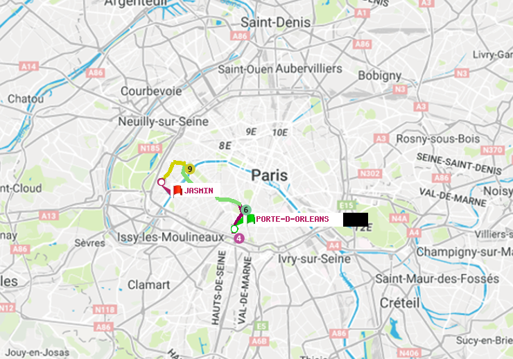plan itinéraire ratp de Porte d