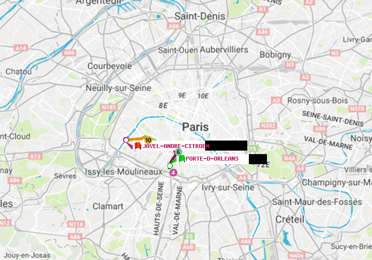 plan itinéraire ratp de Porte d