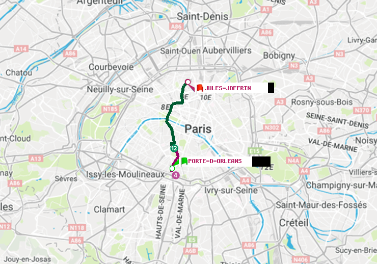 plan itinéraire ratp de Porte d