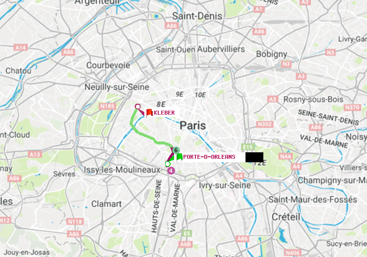 plan itinéraire ratp de Porte d