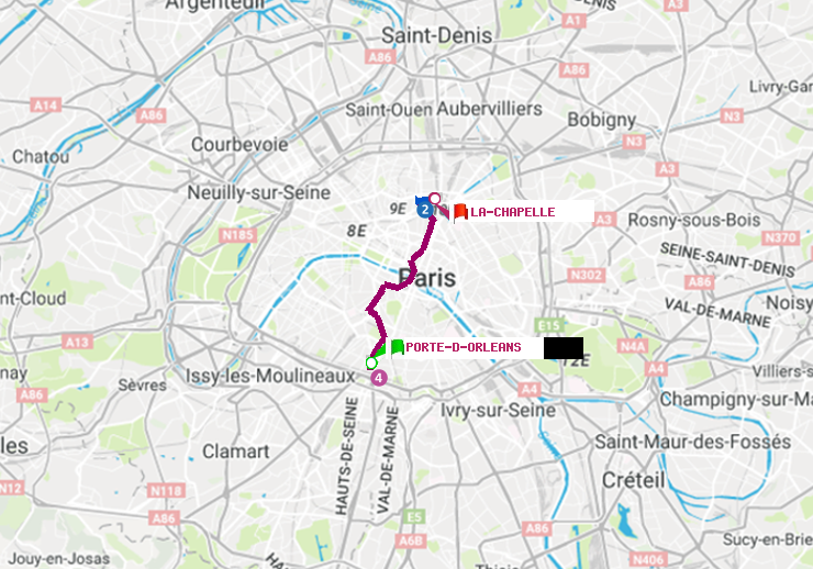 plan itinéraire ratp de Porte d