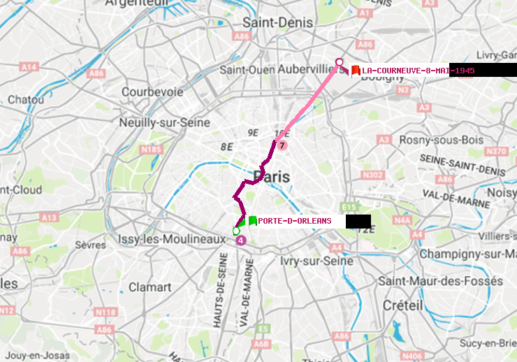 plan itinéraire ratp de Porte d