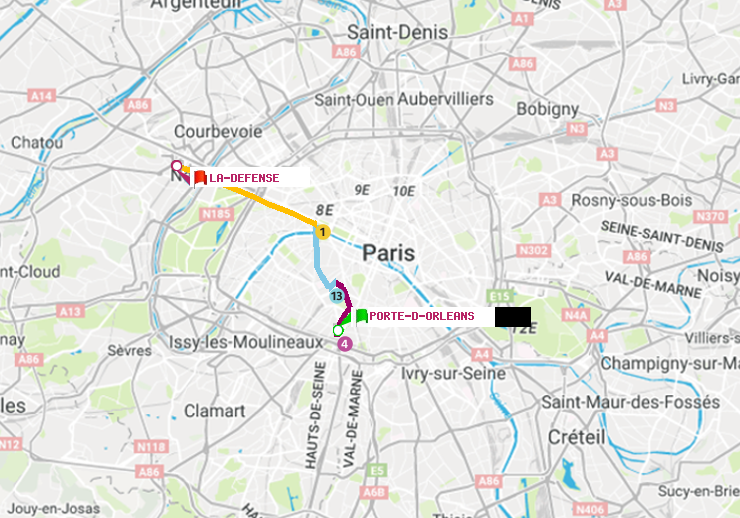 plan itinéraire ratp de Porte d