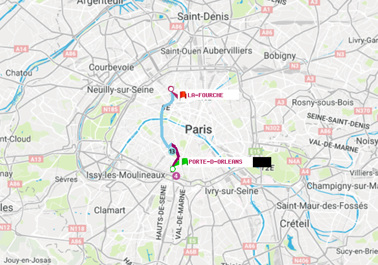 plan itinéraire ratp de Porte d