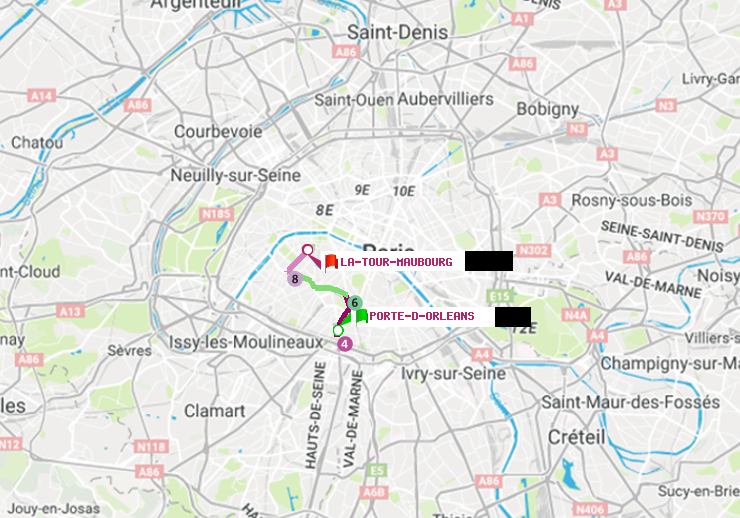 plan itinéraire ratp de Porte d
