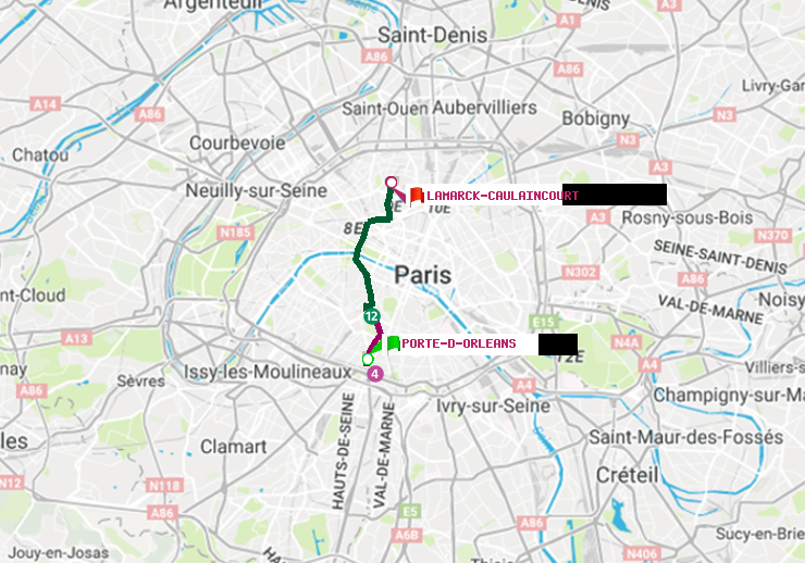 plan itinéraire ratp de Porte d