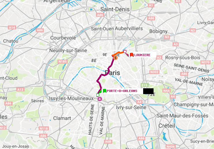 plan itinéraire ratp de Porte d