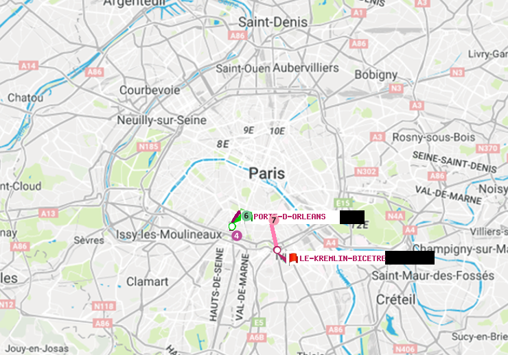 plan itinéraire ratp de Porte d