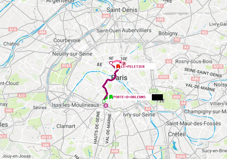 plan itinéraire ratp de Porte d