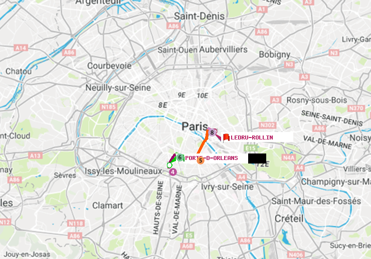 plan itinéraire ratp de Porte d