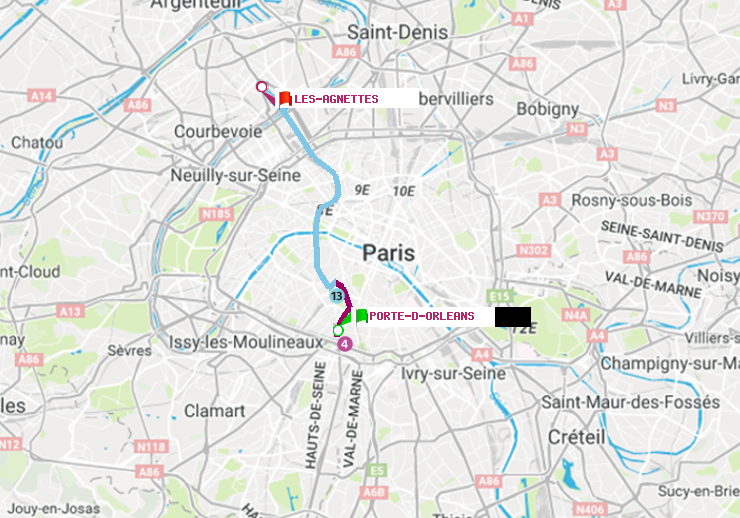 plan itinéraire ratp de Porte d