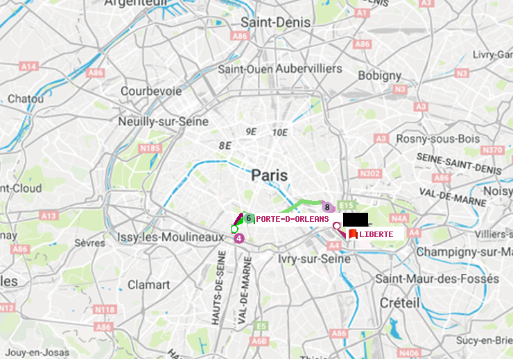 plan itinéraire ratp de Porte d