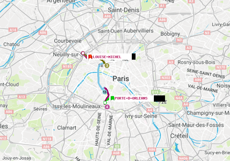 plan itinéraire ratp de Porte d