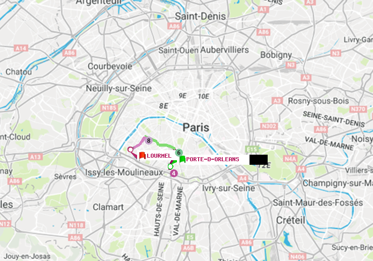 plan itinéraire ratp de Porte d