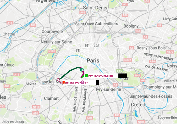 plan itinéraire ratp de Porte d