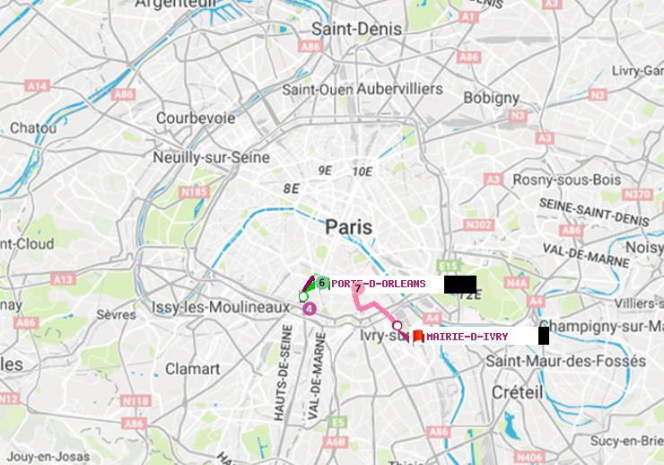 plan itinéraire ratp de Porte d