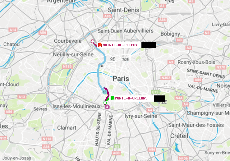 plan itinéraire ratp de Porte d