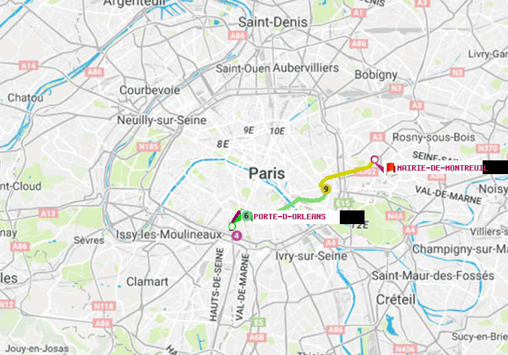 plan itinéraire ratp de Porte d