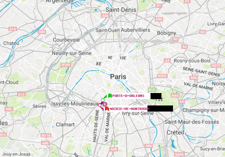 plan itinéraire ratp de Porte d
