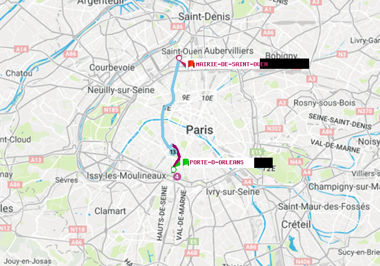 plan itinéraire ratp de Porte d