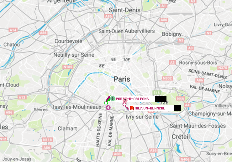 plan itinéraire ratp de Porte d