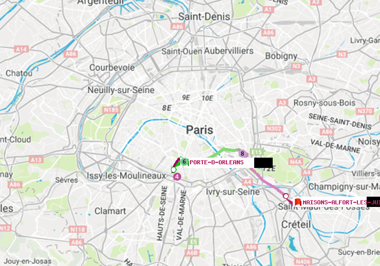plan itinéraire ratp de Porte d