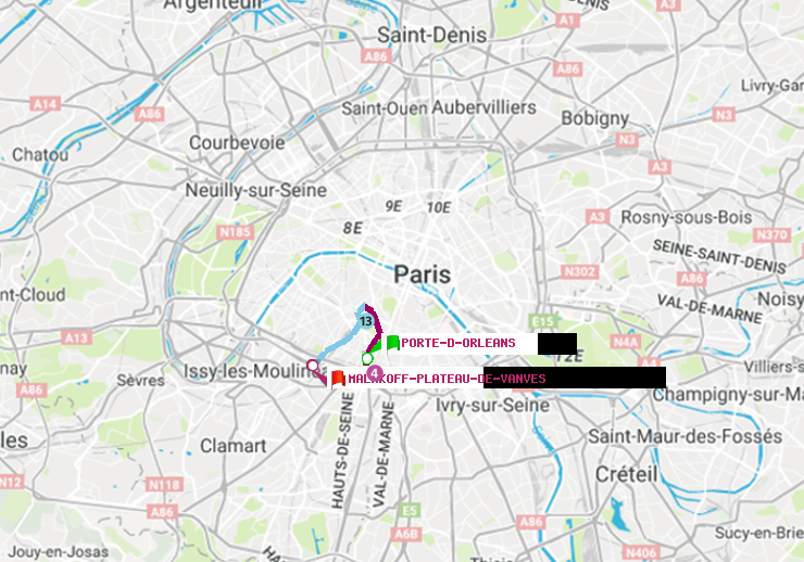 plan itinéraire ratp de Porte d