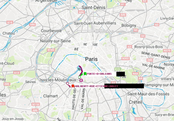 plan itinéraire ratp de Porte d