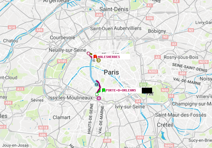 plan itinéraire ratp de Porte d