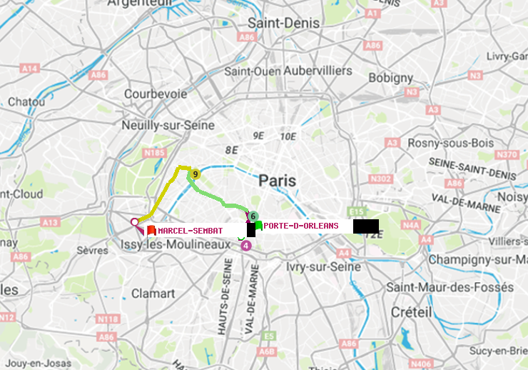 plan itinéraire ratp de Porte d