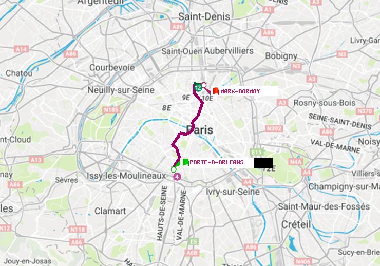 plan itinéraire ratp de Porte d