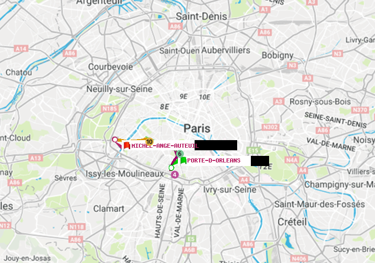 plan itinéraire ratp de Porte d