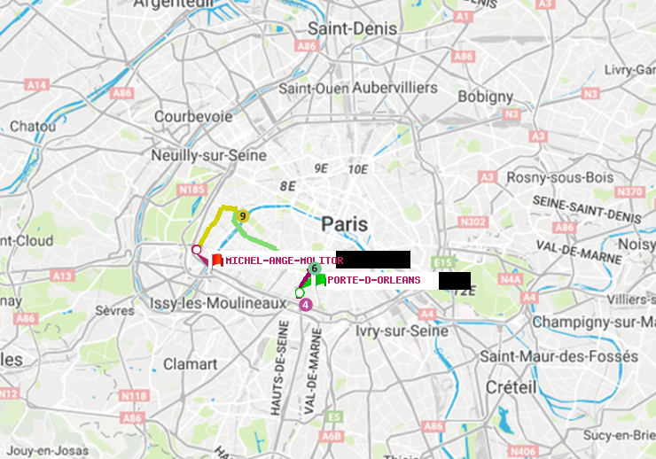 plan itinéraire ratp de Porte d