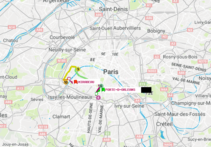 plan itinéraire ratp de Porte d