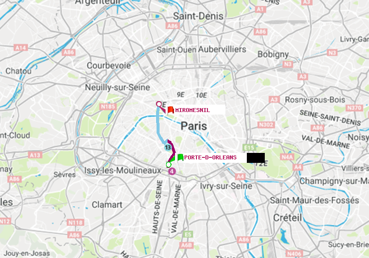 plan itinéraire ratp de Porte d